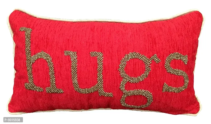 AJS Living Love Gifts Embroidered Cushion Cover with Filler, Gift for Valentine Specail Ocassion Pillow, Takiya in Hand Work Cushions, Size- 8x14 inches