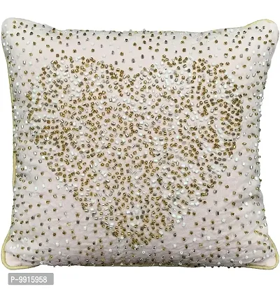 AJS Living Love Gifts Embroidered Cushion Cover with Filler, Gift for Valentine Specail Ocassion Pillow, Takiya in Hand Work Cushions, Size- 12x12 inches-thumb0