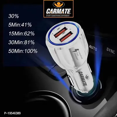 CARMATE Quick Charging Car Charger 6 Ampere (3 Amp QC and 3 Amp Normal) Comes with 3.1 Amp Fast Charging Data Cable-thumb2