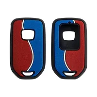 CARMATE Silicone Car Key Cover with Keychain for Honda City ( Red Blue-D09 )-thumb2