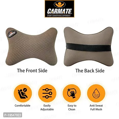 CARMATE Marcos Car Seat Neck Rest Cushion Pillow - Set of 2 (Beige)-thumb2