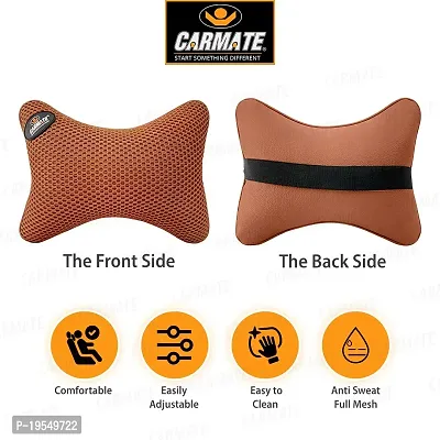 CARMATE Marcos Car Seat Neck Rest Cushion Pillow - Set of 2 (Tan)-thumb2