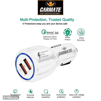 CARMATE Quick Charging Car Charger 6 Ampere (3 Amp QC and 3 Amp Normal) Comes with 3.1 Amp Fast Charging Data Cable-thumb3