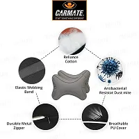 CARMATE A Grade Polyurethane + Polyester High Elastic Car Neck Rest Cushion Pillow (Grey) - Pack of 2-thumb2