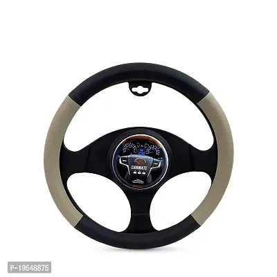 CARMATE Sporty Grip Car Steering Cover for Hyundai - I20 Active Medium (Camel-Black)