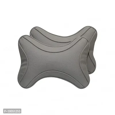 CARMATE A Grade Polyurethane + Polyester High Elastic Car Neck Rest Cushion Pillow (Grey) - Pack of 2
