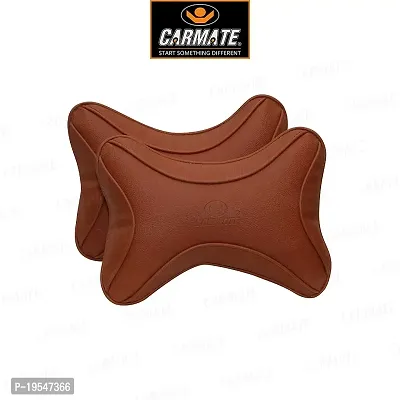 CARMATE Car Neck Rest Cushion Pillow - Set of 2 (Brown)-thumb5