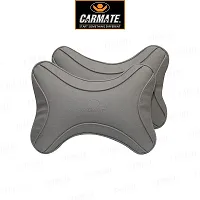 CARMATE A Grade Polyurethane + Polyester High Elastic Car Neck Rest Cushion Pillow (Grey) - Pack of 2-thumb4