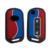 CARMATE Silicone Car Key Cover with Keychain for Mahindra XUV700 ( Red Blue-D07 )-thumb2