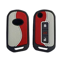 CARMATE Silicone Car Key Cover for Mahindra XUV700 ( Red Grey-D07 )-thumb1