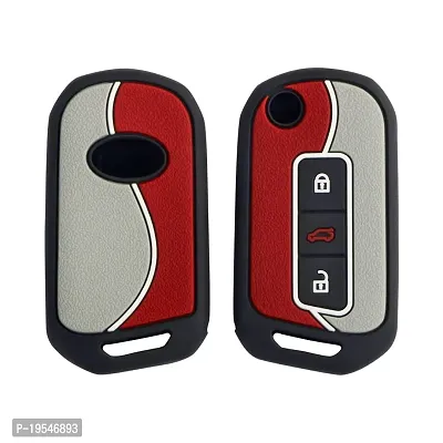 CARMATE Silicone Car Key Cover for Mahindra XUV700 ( Red Grey-D07 )-thumb2