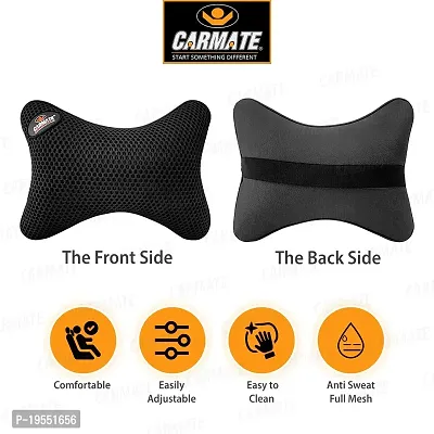 CARMATE Marcos Car Seat Neck Rest Cushion Pillow - Set of 2 (Black)-thumb2