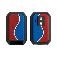 CARMATE Silicone Car Key Cover with Keychain for Maruti Baleno 2019+ ( Red Blue-D04 )-thumb2