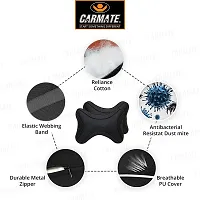 CARMATE Polyurethane  Polyester High Elastic Car Neck Rest Cushion Pillow - Pack of 2 (Black)-thumb2