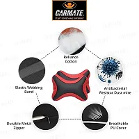 CARMATE Car Neck Rest Cushion Pillow - Set of 2 (Black  Red)-thumb2