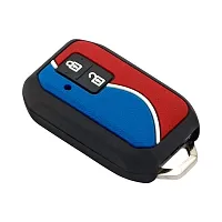 CARMATE Silicone Car Key Cover with Keychain for Maruti Baleno 2019+ ( Red Blue-D04 )-thumb1