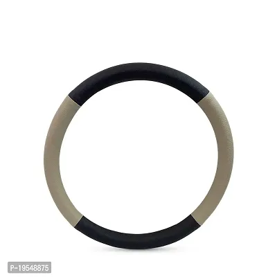 CARMATE Sporty Grip Car Steering Cover for Hyundai - I20 Active Medium (Camel-Black)-thumb2