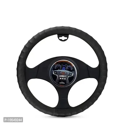 CARMATE Car Steering Cover Finger Grip for Maruti Swift Old (Medium Black)-thumb0