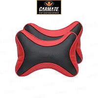 CARMATE Car Neck Rest Cushion Pillow - Set of 2 (Black  Red)-thumb4