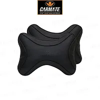 CARMATE Polyurethane  Polyester High Elastic Car Neck Rest Cushion Pillow - Pack of 2 (Black)-thumb1