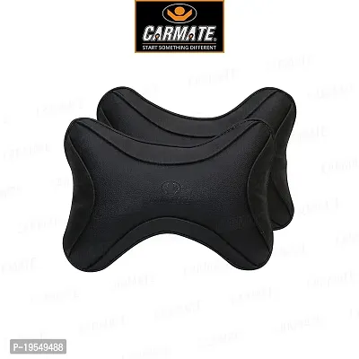 CARMATE Polyurethane  Polyester High Elastic Car Neck Rest Cushion Pillow - Pack of 2 (Black)-thumb2