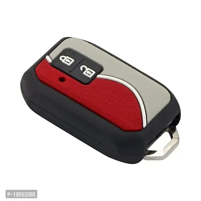 CARMATE Silicone Car Key Cover with Keychain for Maruti Baleno 2019+ ( Red Grey-D04 )-thumb2