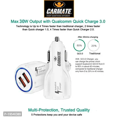 CARMATE Quick Charging Car Charger 6 Ampere (3 Amp QC and 3 Amp Normal) Comes with 3.1 Amp Fast Charging Data Cable-thumb4