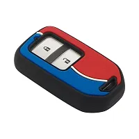 CARMATE Silicone Car Key Cover with Keychain for Honda City ( Red Blue-D09 )-thumb1