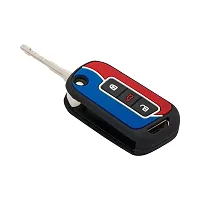 CARMATE Silicone Car Key Cover with Keychain for Mahindra XUV700 ( Red Blue-D07 )-thumb1