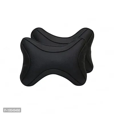 CARMATE Polyurethane  Polyester High Elastic Car Neck Rest Cushion Pillow - Pack of 2 (Black)-thumb0