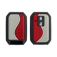 CARMATE Silicone Car Key Cover with Keychain for Maruti Baleno 2019+ ( Red Grey-D04 )-thumb2