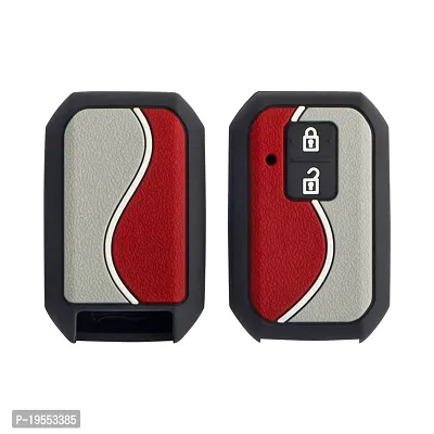 CARMATE Silicone Car Key Cover with Keychain for Maruti Baleno 2019+ ( Red Grey-D04 )-thumb3