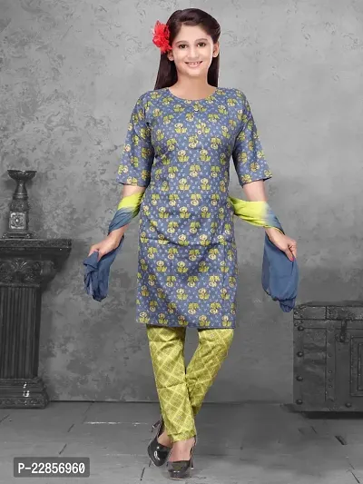 Stylish Multicoloured Kurti with Leggings  dupatta Set