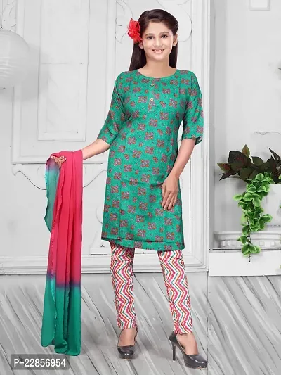 Stylish Multicoloured Kurti with Leggings  dupatta Set