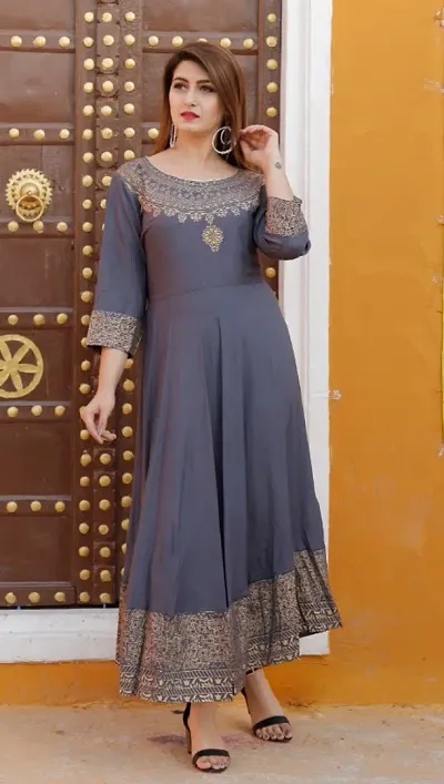 Trendy Viscose Rayon Printed Anarkali Kurti