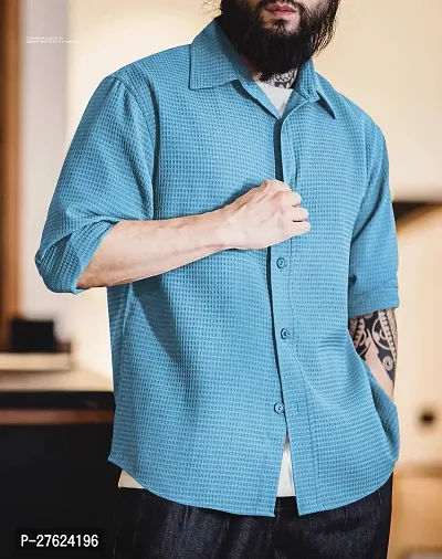 Classic Chiffon Solid Casual Shirt for Men-thumb0