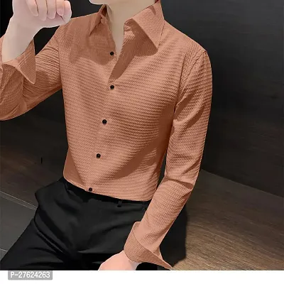Classic Chiffon Solid Casual Shirt for Men