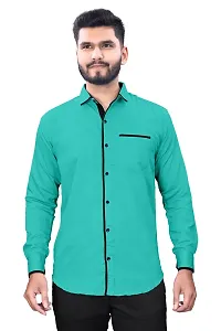 Classic Chiffon Solid Casual Shirt For Men-thumb2