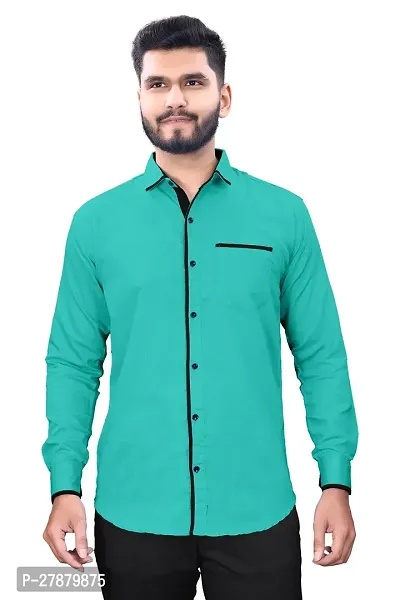 Classic Chiffon Solid Casual Shirt For Men-thumb3