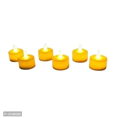 Krupanidhi 12 Pcs Acrylic Flameless & Smokeless Decorative Candles Led Tea Light Candle Perfect for Gifts, Home, Diwali Decorative Candles (12 Piece, Yellow, 5 cm)-thumb3