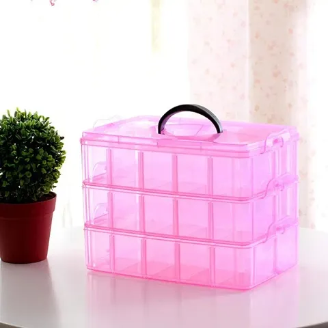 Krupanidhi 3 Layers 30 Grids Plastic Square Organizer Box - Space- 15x15x13cm and Layer Height - 4.5cm/1.8inch
