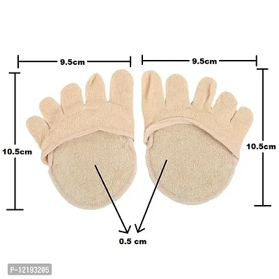 Krupanidhi Five Finger Half Socks No Show Liner Socks Women's Half Toe Cover for High Heels Sandals Flats Boots Toe Topper Socks Invisible Non-slip Beige Color 1 PAIR-thumb3