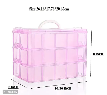 Krupanidhi 3 Layers 30 Grids Plastic Square Organizer Box - Space- 15x15x13cm and Layer Height - 4.5cm/1.8inch-thumb2