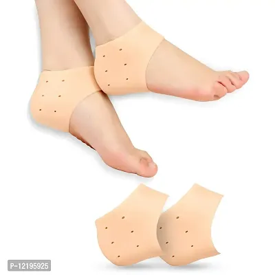 krupanidhi Silicone Gel Heel Pad Socks For Heel Swelling Pain Relief,Dry Hard Cracked Heels Repair Cream Foot Care Ankle Support Cushion For Men And Women Free Size,1 Pair-thumb0