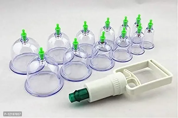 krupanidhi 12 Cupping Cups Bio Magnetic Traditional Chinese Therapy Cupping Set Household Pull Out Vacuum Cupping Kit Medical Cupping Set Suction Acupuncture with Extension Tube-thumb0