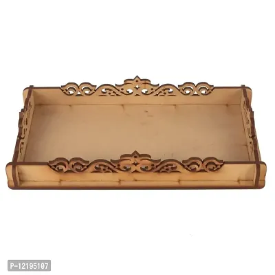 Krupasadhya Pine Wood Serving Tray Multipurpose Decorative Tray for Serving Breakfast, Tea, Table Decor| Natural Color by Krupasadhya ( Tray 499 )-thumb0