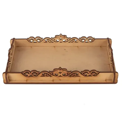 Krupasadhya Pine Wood Serving Tray Multipurpose Decorative Tray for Serving Breakfast, Tea, Table Decor| Natural Color by Krupasadhya ( Tray 499 )