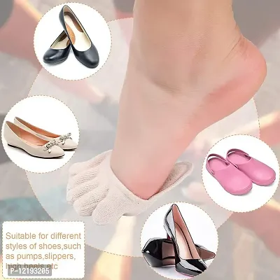 Krupanidhi Five Finger Half Socks No Show Liner Socks Women's Half Toe Cover for High Heels Sandals Flats Boots Toe Topper Socks Invisible Non-slip Beige Color 1 PAIR-thumb5