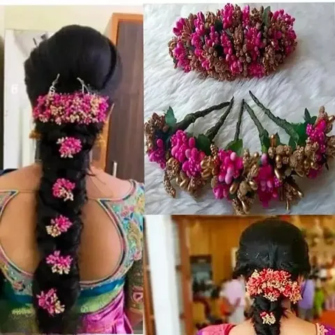 Artificial Flower For Hair Veni Gajra Brooch Bridal Accessories Set