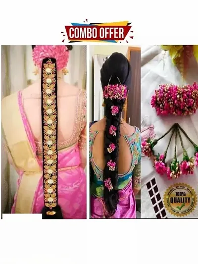 Classy Maggam Work Poola Jada for Wedding Bridal, Pack of 2